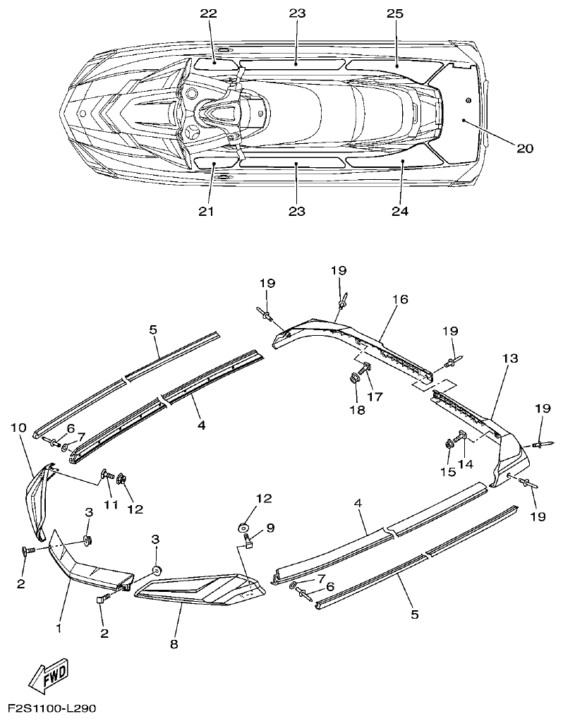 Yamaha FA1800A-M GUNWALE & MAT parts diagram